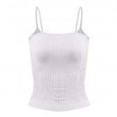 WHITE MIXED COTTON STRETCHABLE CAMI TOP